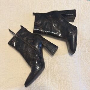Snake skin ankle booties
